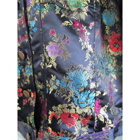 Asian Inspired Jewel Tone Brocade Trucker Style Jacket Spenser Jeremy Lg EUC - Picture 3 of 14